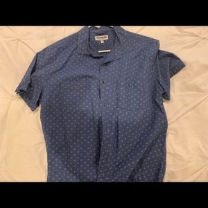 Large Blue Express short sleeve button up
